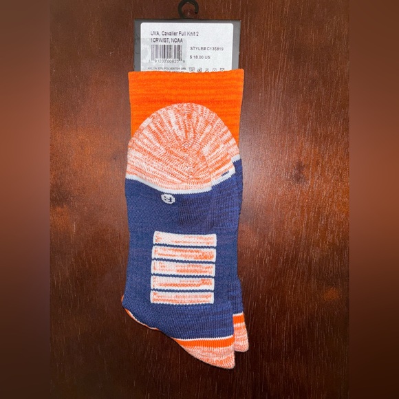 UNIVERSITY OF VIRGINIA STRIDELINE CREW SOCKS NWT MEN’S SHOE SIZE 8-12 - Picture 2 of 2